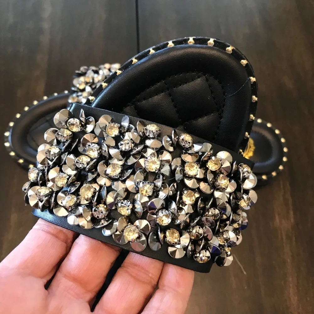 NEW L&MN Black Bling Slides - Picture 2 of 6
